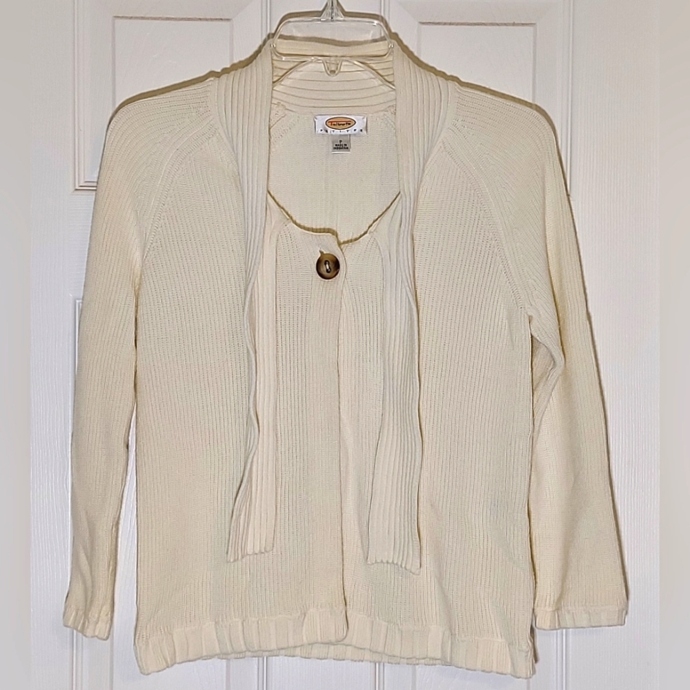 TALBOTS | PS Cream-Colored 3/4 Length Sleeve 100% Cotton Sweater